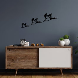 Wallity Ducks - 290 Escultura de Pared de Metal Negra